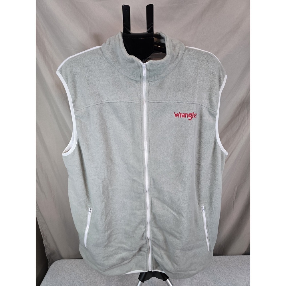 Wrangler Men's Big and Tall Polar Fleece Zip Up Sleeveless Vest in grey 2XLT